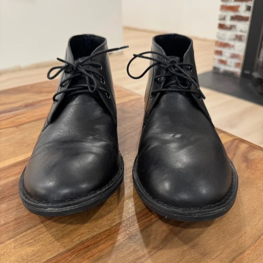 Crown Vintage Casper Mid Chukka Boots Leather Lace Up Casual Black 13‎ Preppy
